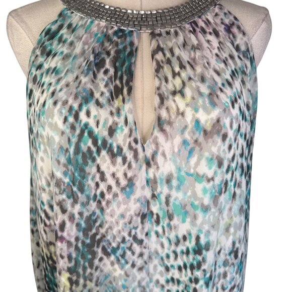 Vince Camuto Size 6 Patel Multicolor Beaded Neck Sleeveless Dress - Picture 7 of 14